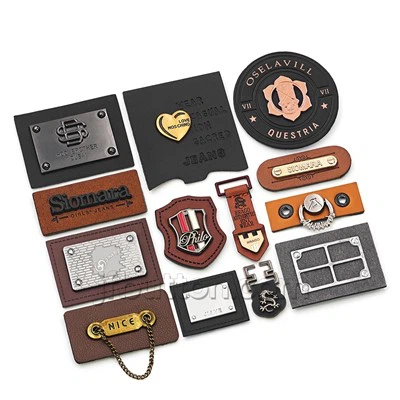 رقعة جلدية PU مع ملصق معدني