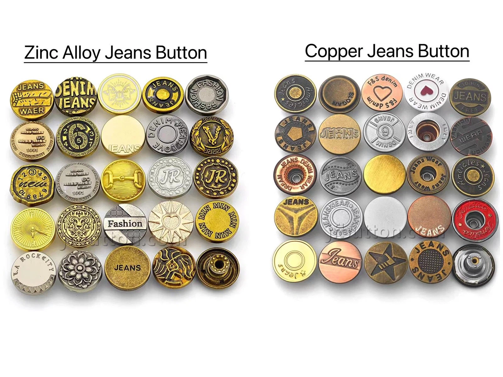 ZINC ALLOY BUTTON AND COPPER BUTTON ZINC ALLOY BUTTON AND COPPER BUTTON